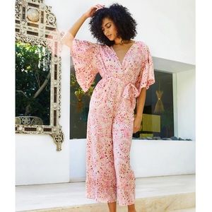 MISA LOS ANGELES MAEVE TIE DYE RUFFLE SLEEVE ROMPER JUMPSUIT XS SMALL MEDIUM L